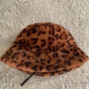 Fuzzy Leopard Bucket Hat